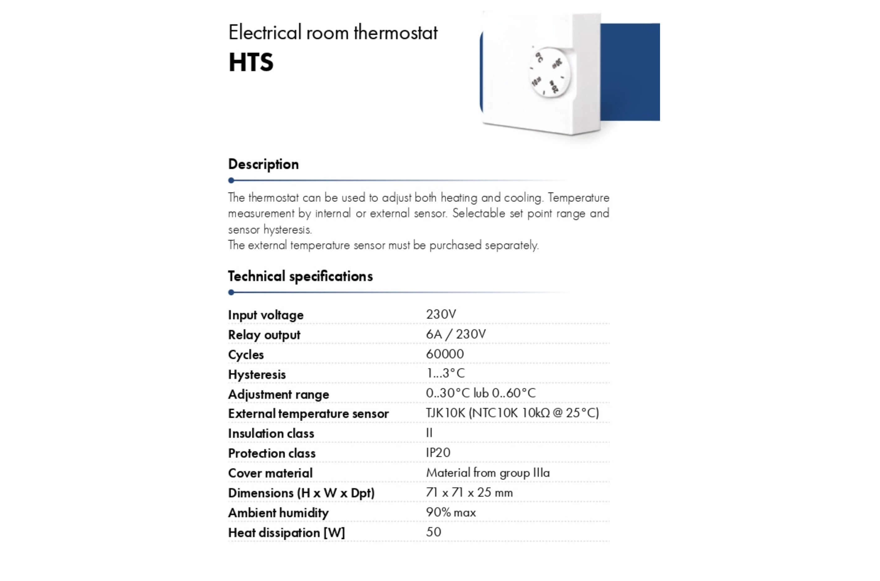 Heaters controller-HRK3 havaco catalogue card
