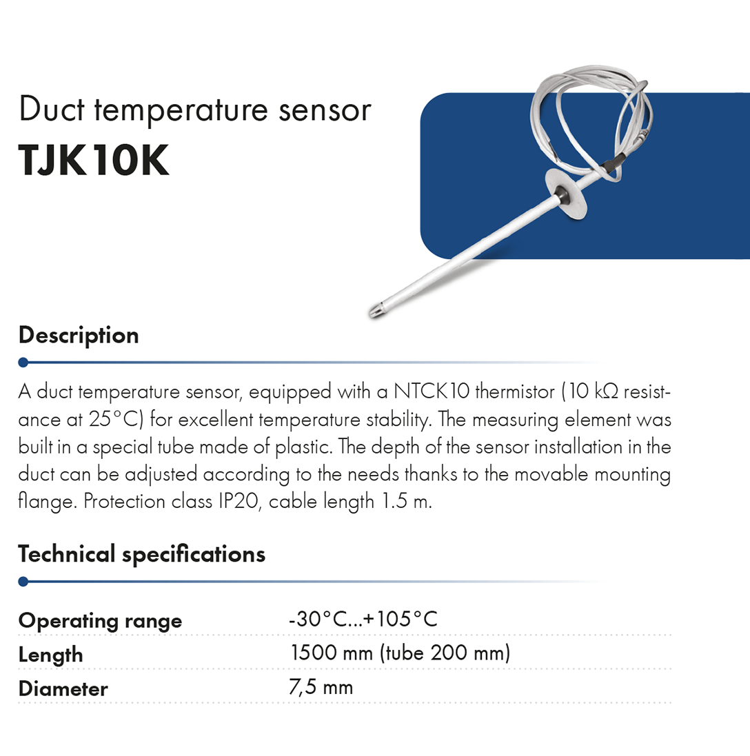 duct temperature sensor TJK10K havaco catalogue card