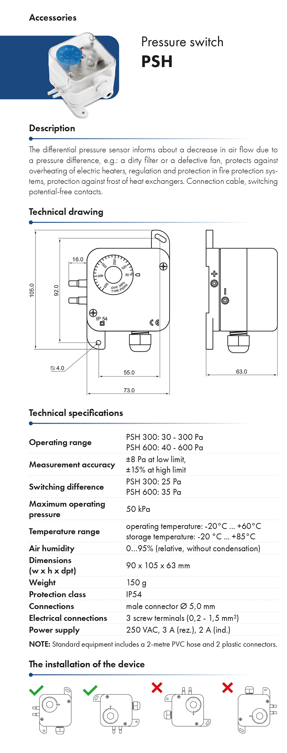 pressure switch PSH havoc catalogue card