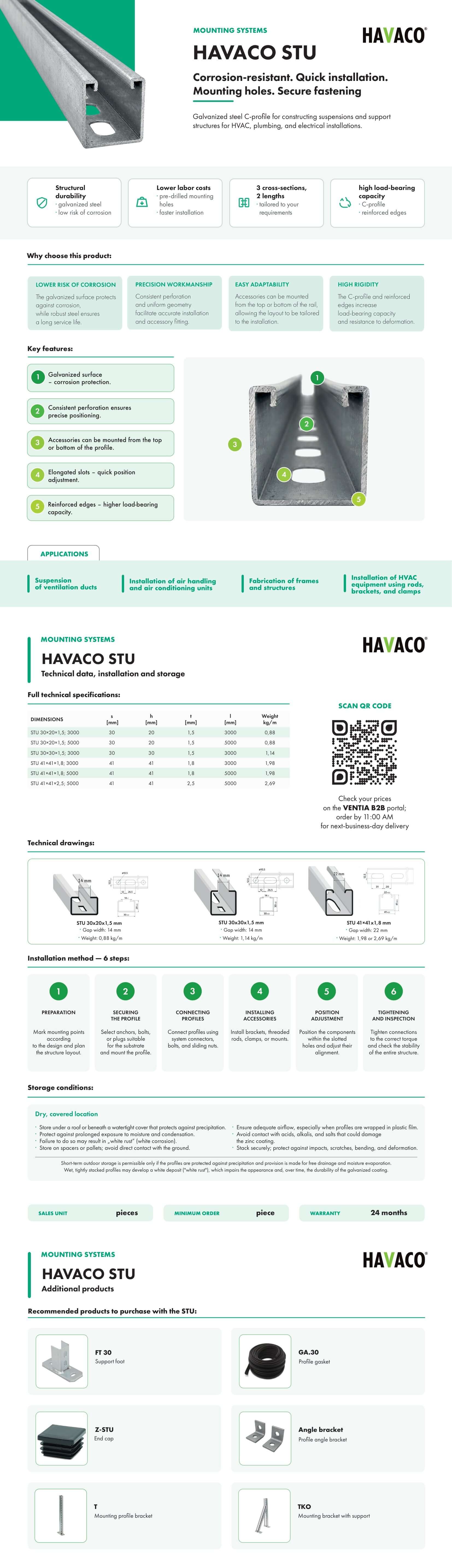 HAVACO STU mounting profile catalogue card