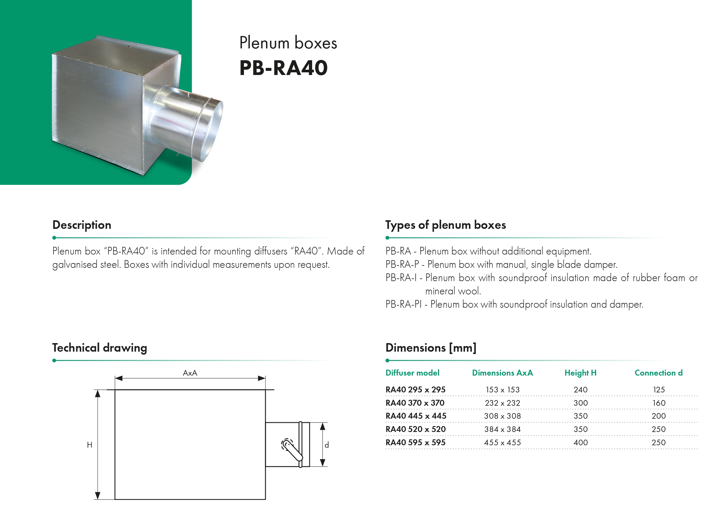 Plenum box PB-RA40 HAVACO