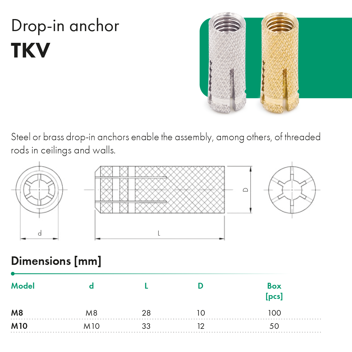 Drop in anchor TKV havaco catalogue card