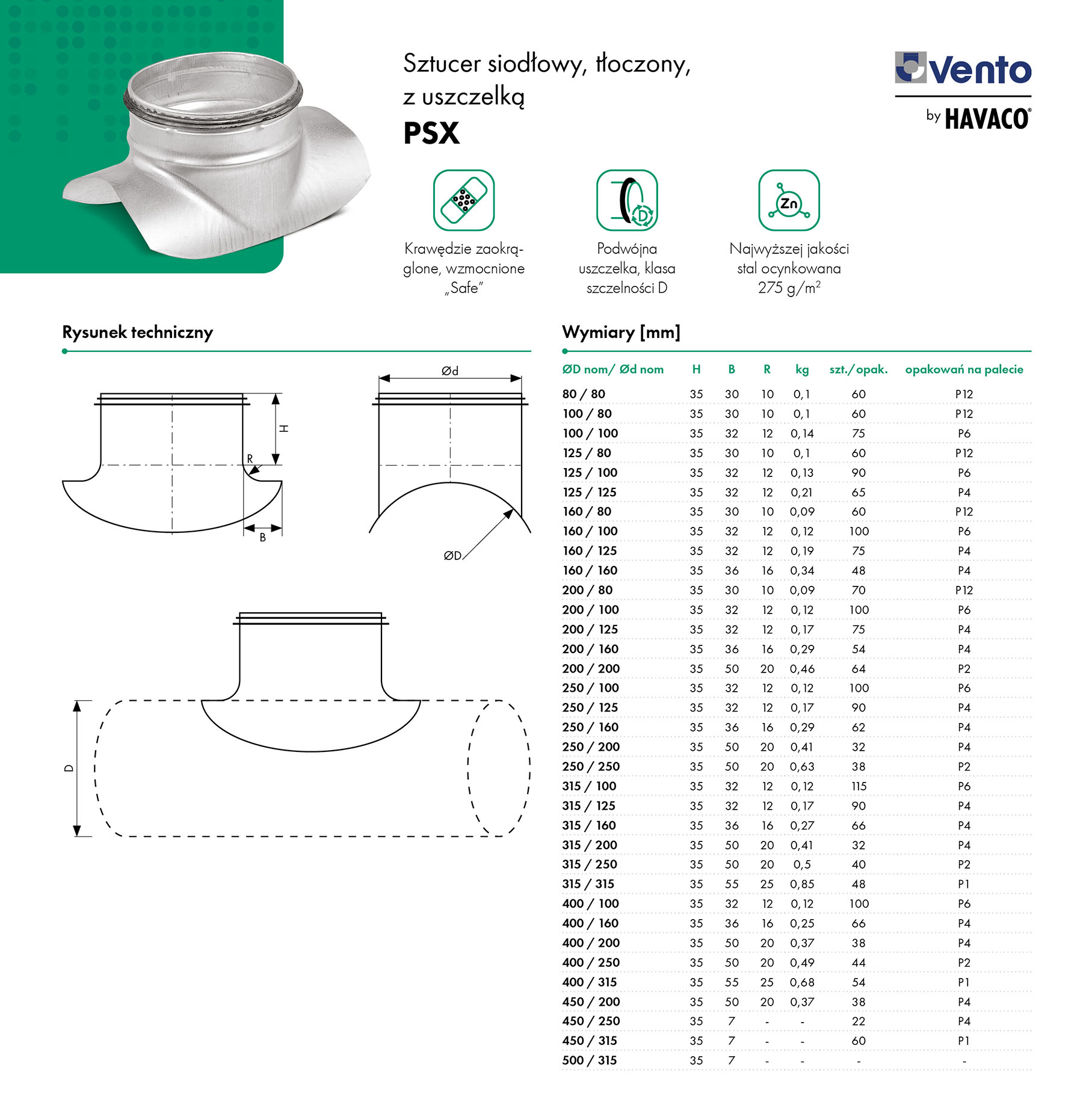 Sztucer siodłowy z uszczelką PSX - Vento by HAVACO